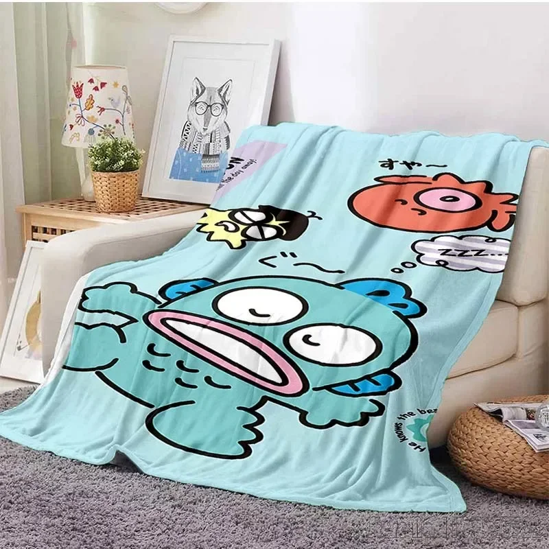 Hangyodon Cartoon Blanket Sanrio Fashion Soft Fluffy Throw Children Adult Sofa Plush Quilt Girl Bedspread Throw Blanket for Sofa