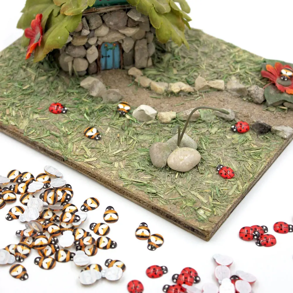 50 قطعة الخنفساء والصغيرة والنحل مصغرة كابوشون مسطح سحر البق لحديقة الجنية DIY الحرفية الديكور-لا لاصق