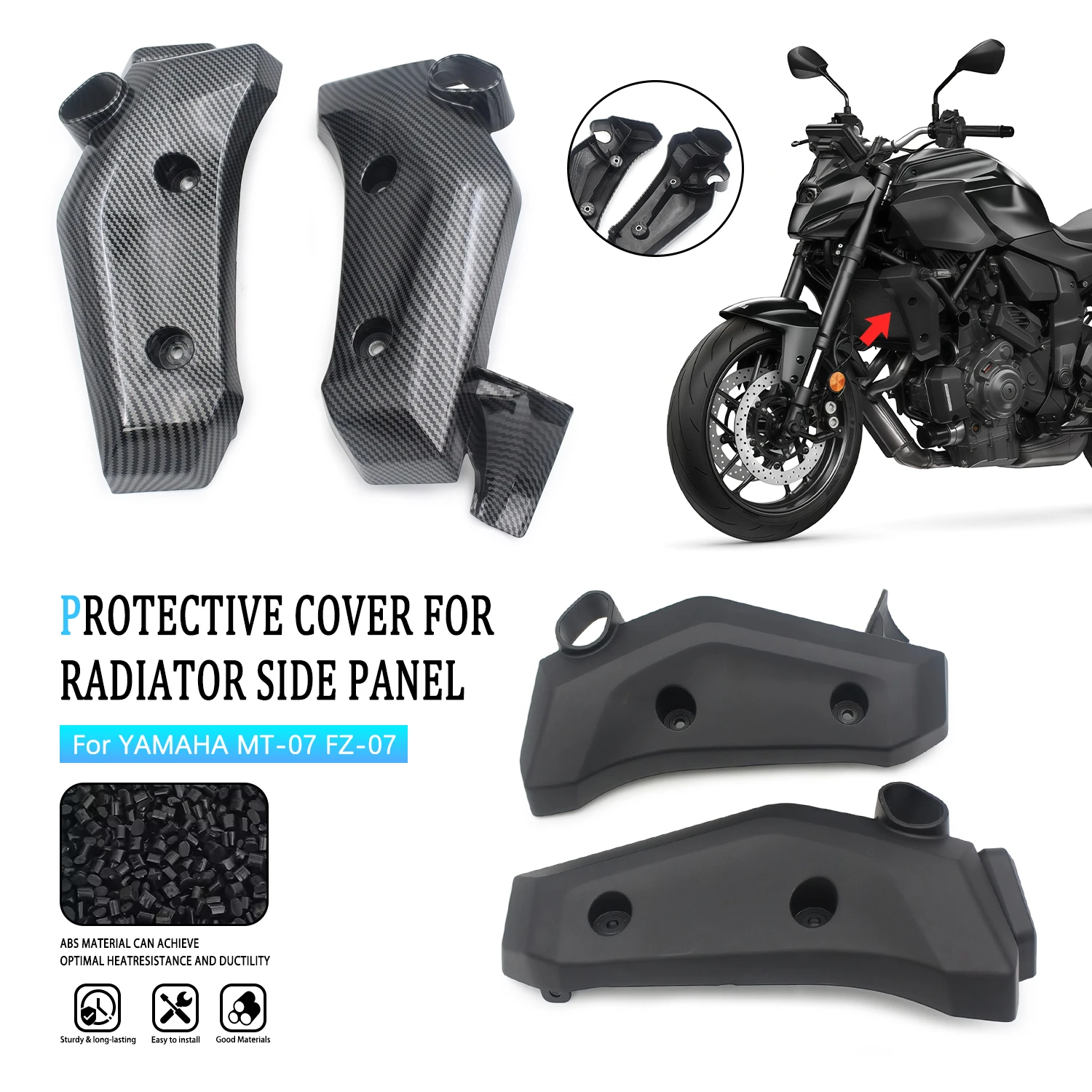 

Accessories Moto Water Tank Radiator Side Panels Cover Fairing Kit For YAMAHA MT-07 MT07 FZ-07 FZ07 2025 2026