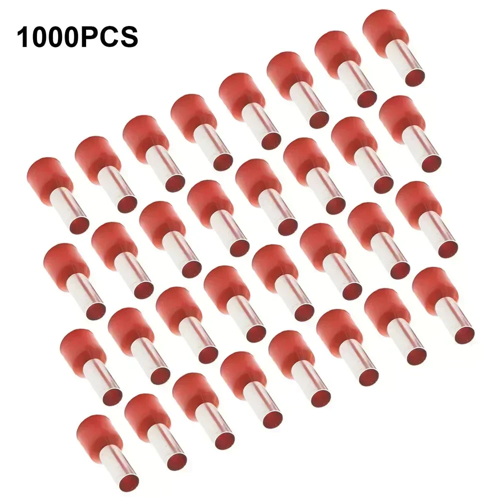 1000 Pieces Wire End Ferrules 10 Mm2 X 12 Mm Length Red Wire End Sleeves VE10-12  For Test Measurement Tool Accessory