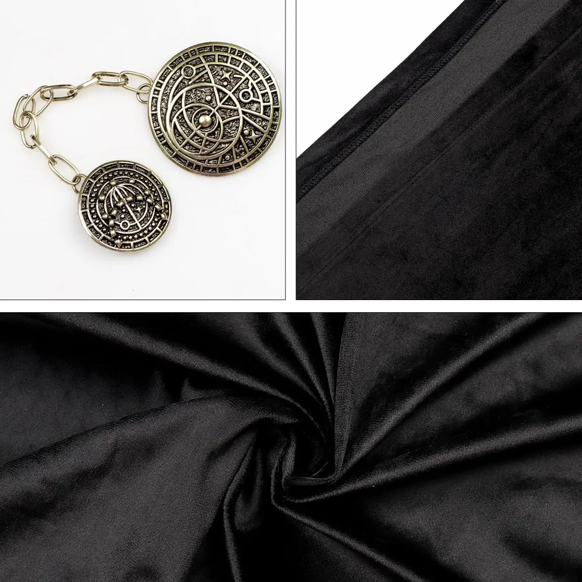 كيب الفايكنج بغطاء للرأس - عباءة عصر النهضة السوداء في العصور الوسطى مع غطاء للرأس، ومشبك سلسلة للهالوين، والمناسبات التنكرية والأزياء التنكرية #6