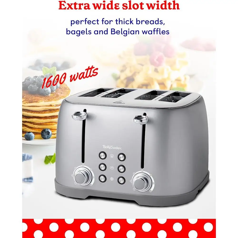 4 Slice Multi-Function Toaster Extra Wide Slots Bagel Waffle Bread Thick Toast Shade Control Illuminated Buttons Kitchen
