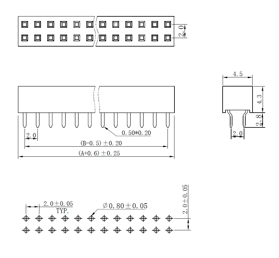 10PCS/2x40P/핀 헤더/2.0 피치 2x40P/소대 어머니/2.0 피치 직접 삽입 핀 및 어머니