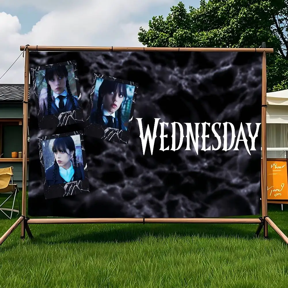 فيلم W-wednesday موضوع خلفية حفلة عيد ميلاد الديكور هدايا الطفل الفضاء الديكور راية الأطفال التصوير الدعائم