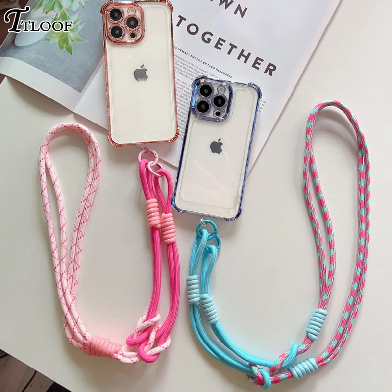 Crossbody Lanyard Plating Case For Samsung Galaxy A17 A37 A57 A56 A16 A26 A26 A15 A25 A35 A55 A14 A24 A34 A54 Shockproof Cover