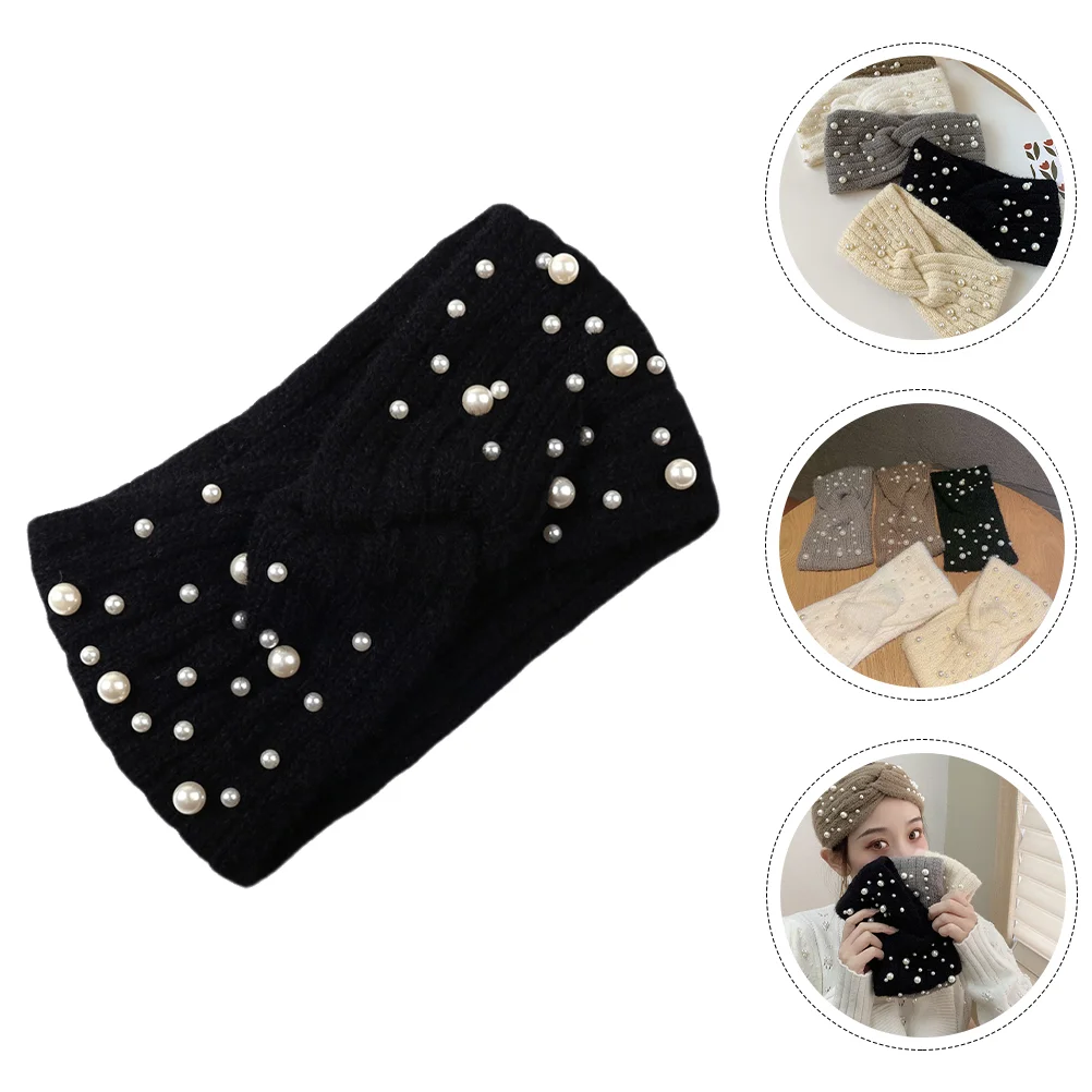 

Hair Accessories Pearl Plush Headband Miss Fleece Headbands for Women Wide Hard Flannel Decor