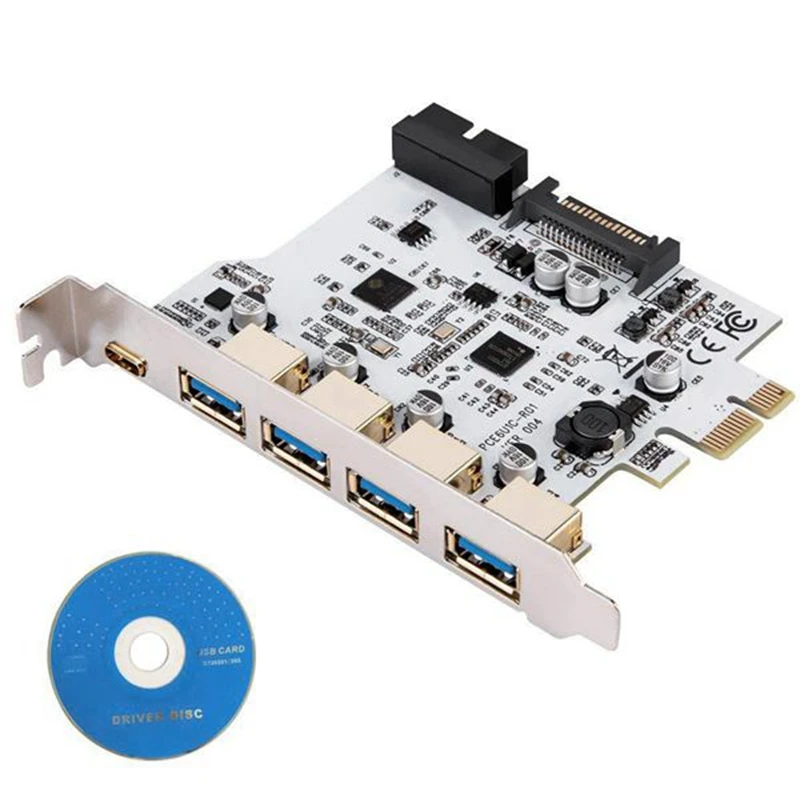 Adicionar no cartão USB 3.0 PCI-E Tipo C Placa de expansão PCI Express PCI-E para USB 3.0 Controlador 5 portas + 1 porta USB 3.1 PCI-E Card