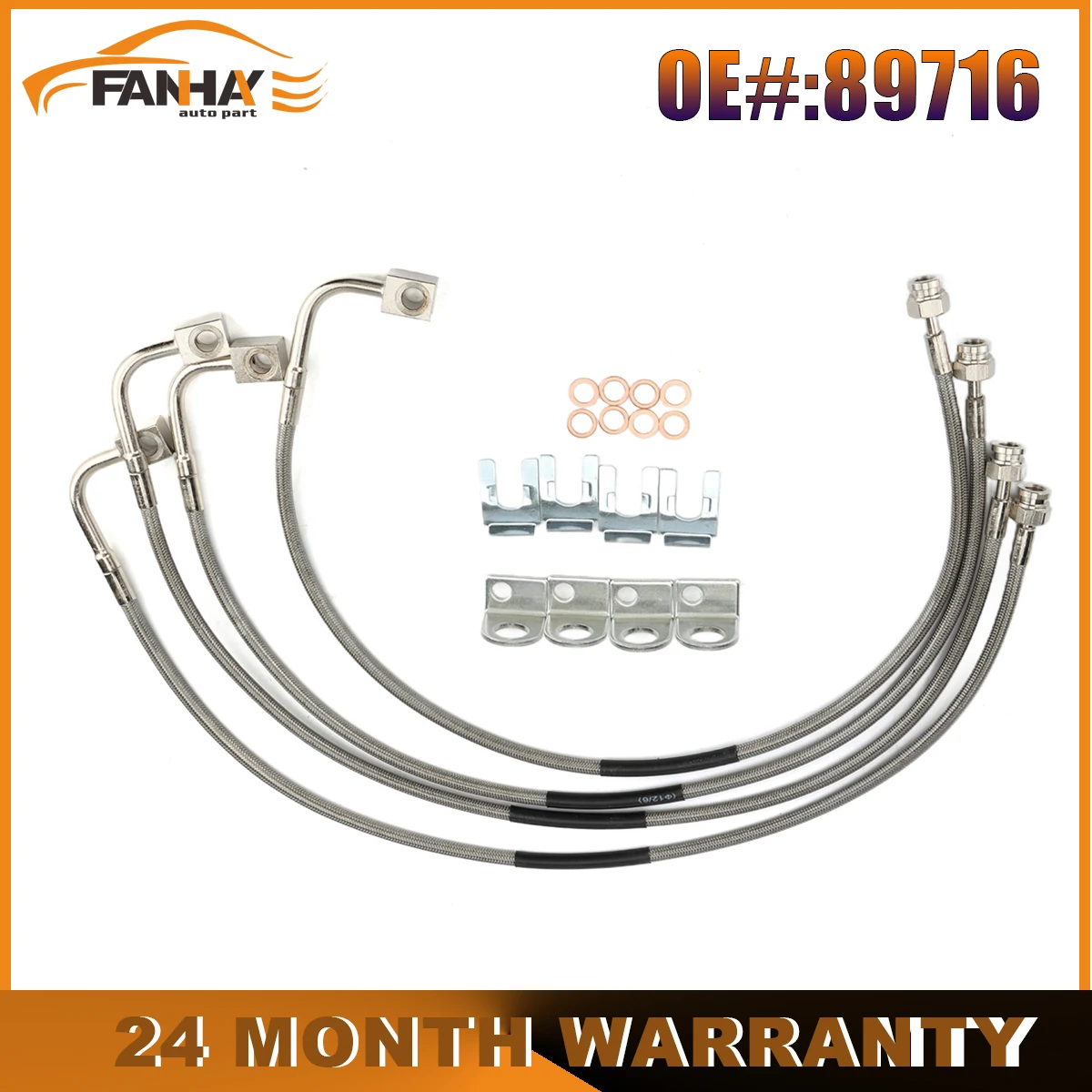 

89716 Stainless Brake Lines Sets For Jeep Wrangler 2.0L 3.6L 3.8L 2007 2008 2009 2010 2011 2012 2013 2014 2015 2016 2017 2018