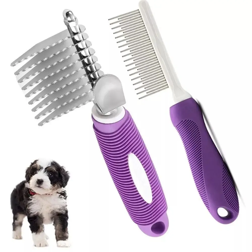 Profissional de aço inoxidável Pet pente, reduzir o cabelo solto, pequena escova dematting, ancinho prático portátil, novo