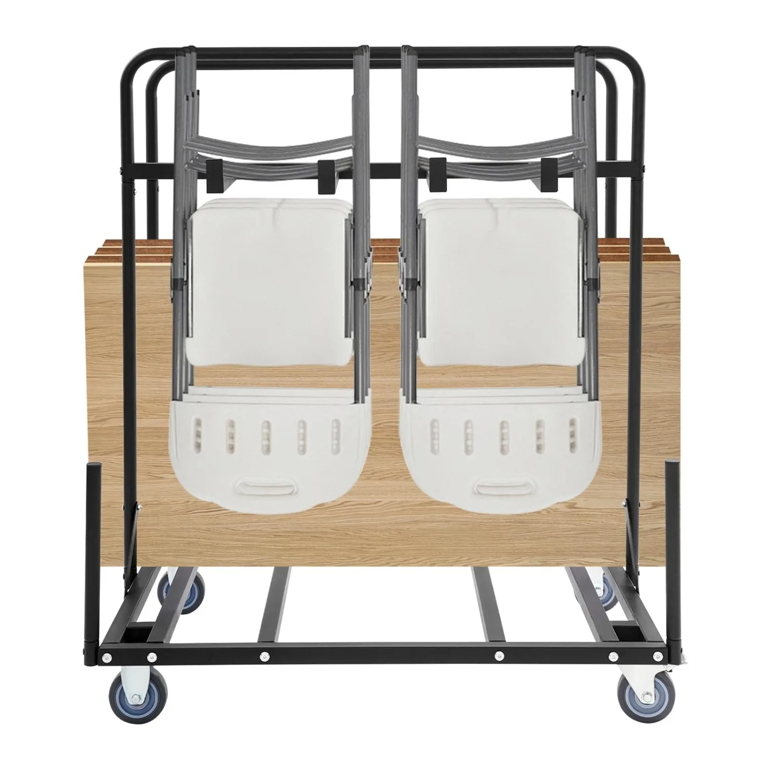 Folding Table and Chair Cart, 330.69 Lbs Capacity Rolling Utility Metal Cart with Locking Wheels, Folding Table Storage