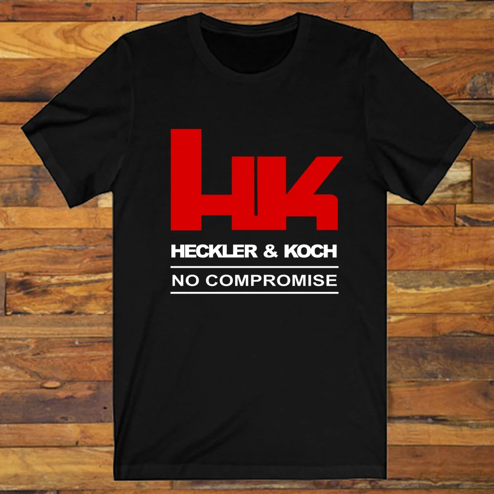 Heckler Koch HK No Compromise Logo Men's Black T Shirt S to 3XL long or short sleeves