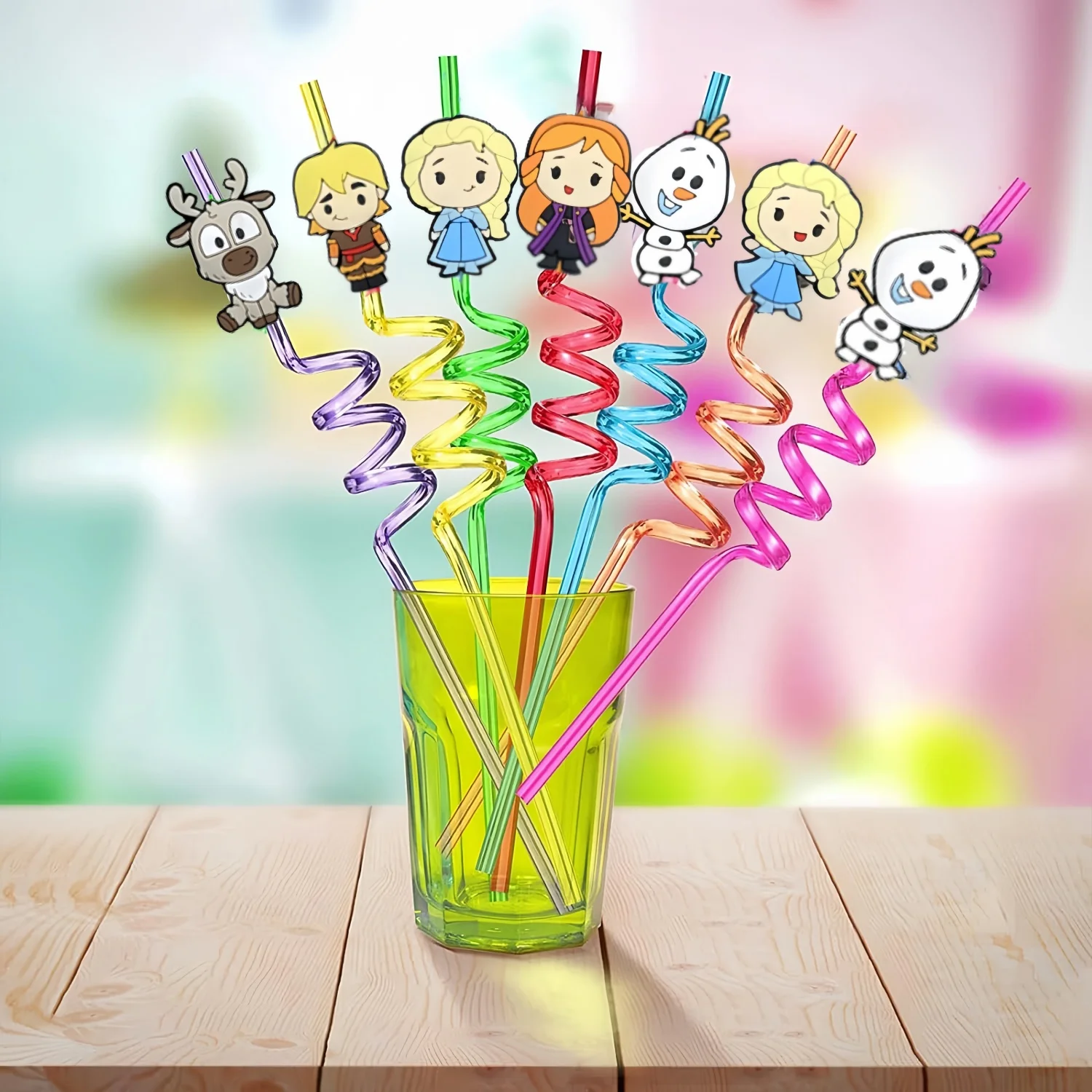 8Pcs Disney Frozen Straw Birthday Party Decoration Elsa Reusable Drinking Juice Straw Baby Shower Girls Anna Elsa Party Supplies