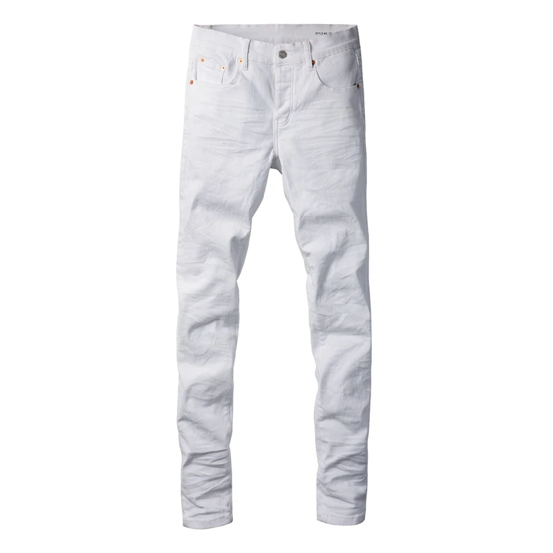 

Distressed Denim Jeans for Men Skinny Tapered High Stretch Cotton Ripped Patchwork Pants