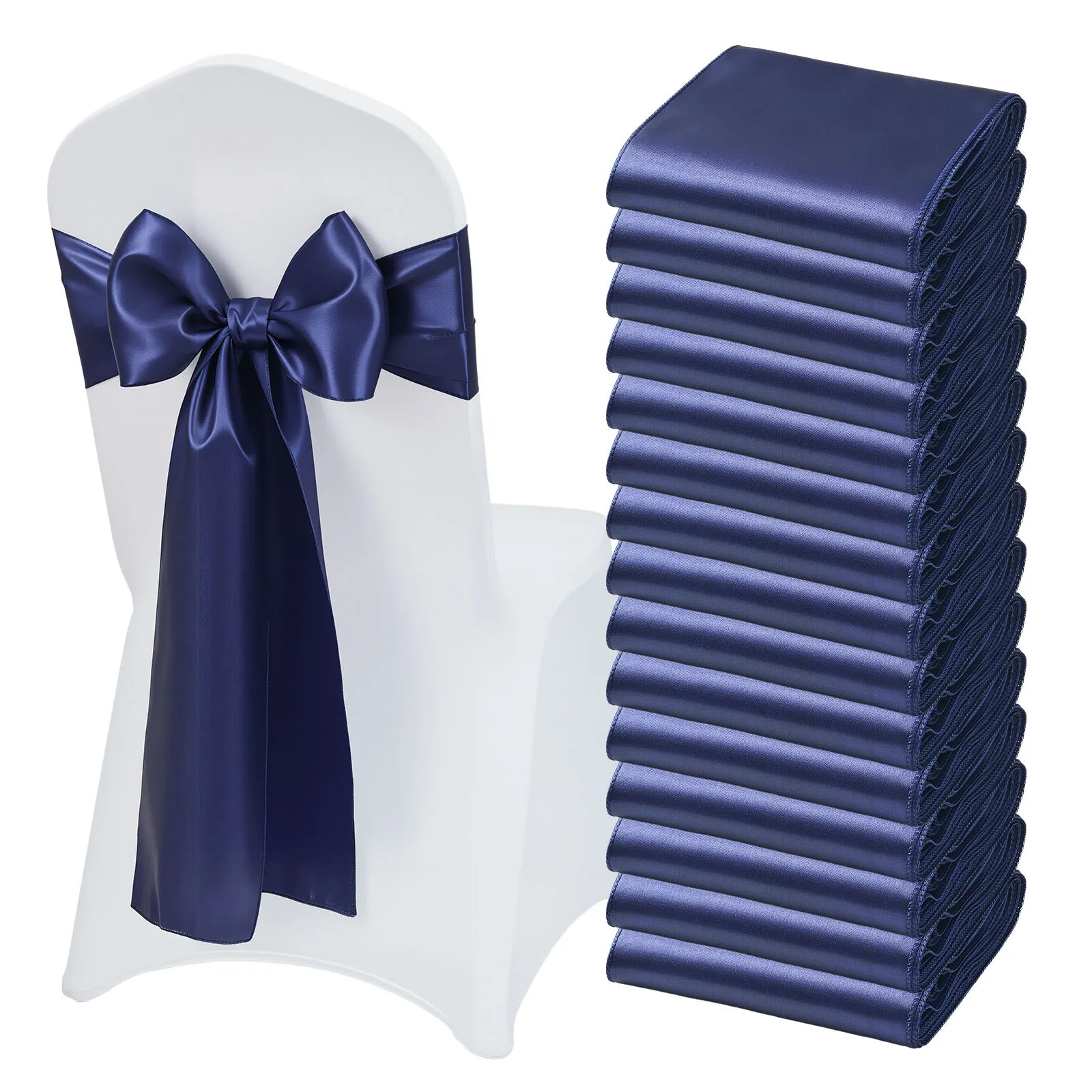 10pcs Satin Chair Curtain Bow Universal Chair Streamer Ribbon for Wedding Reception Restaurant Event Decoration, Banquet, Party