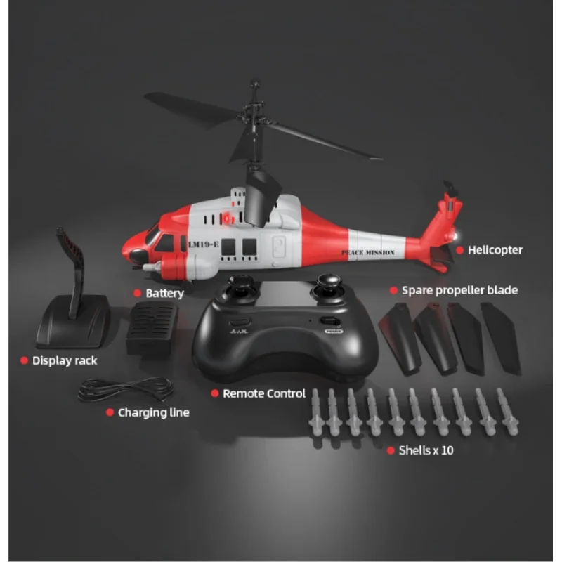 LM19-E Black Hawk 3.5-Way Helicopter With Projectile Fixed Altitude 3-Speed High And Low-Speed Children'S Rc Toy Christmas Gift