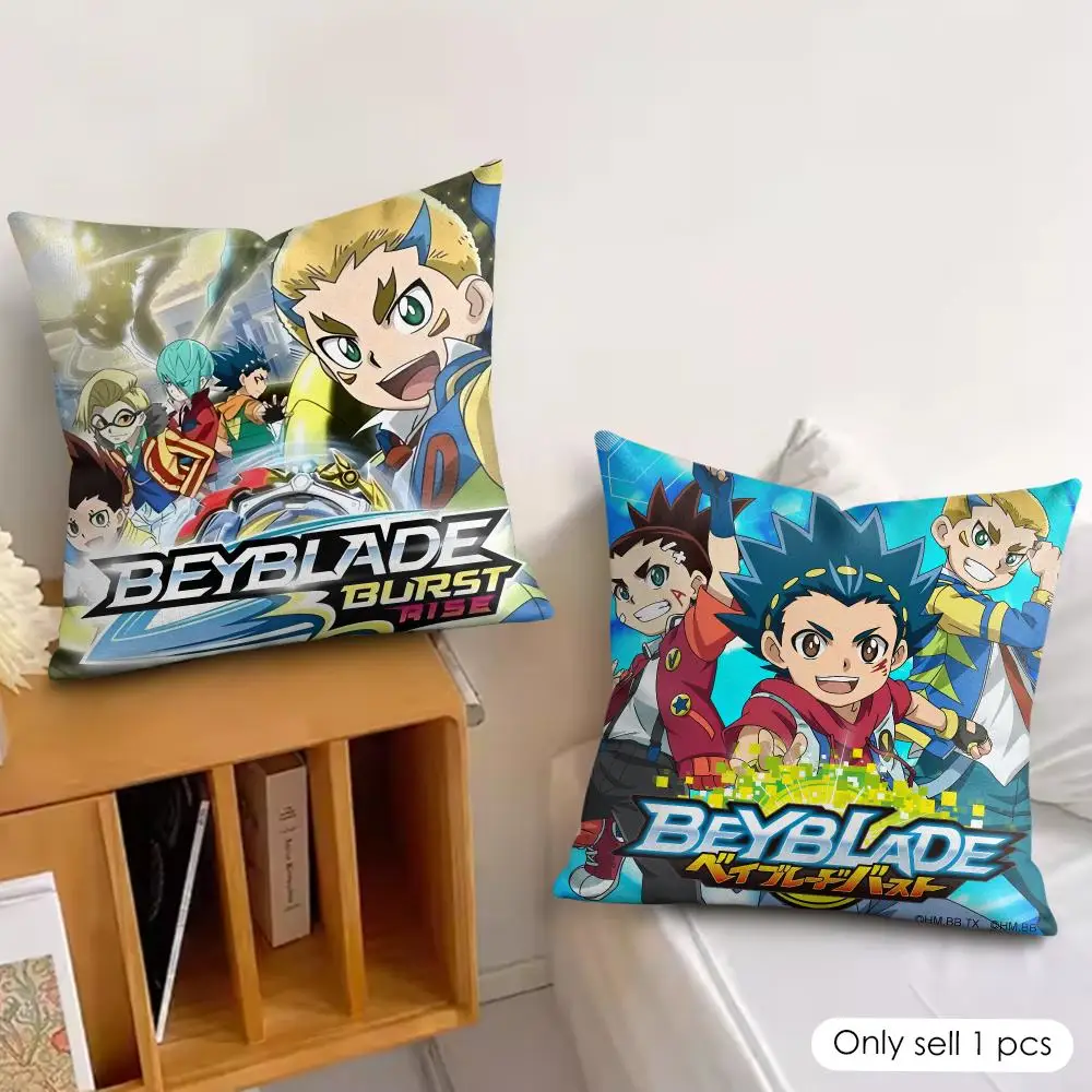 Anime B-Beyblade Dynamic Cushion Cover Soft Plush Fabric Double-Sided Printed Pillowcase for All Seasons Home Decor