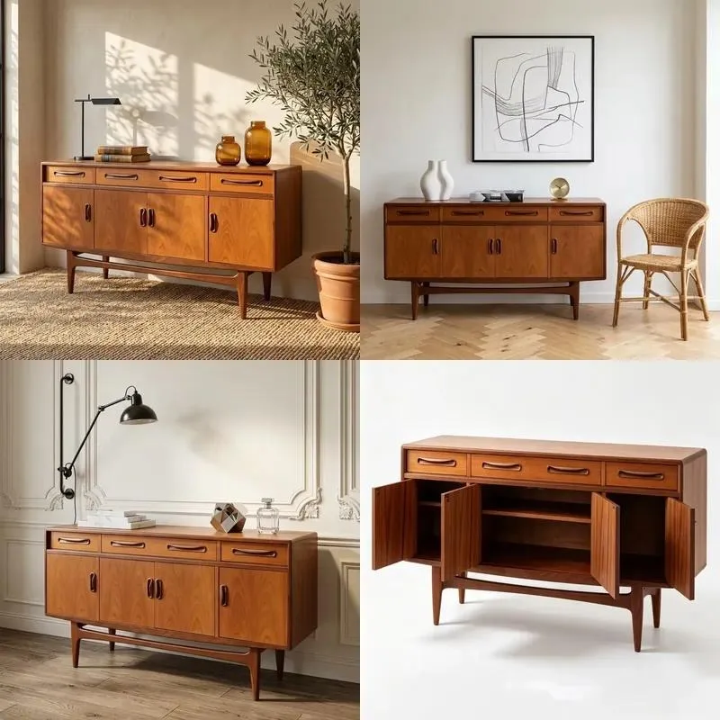 Medieval Style Solid Wood Floor to Ceiling TV Cabinet with Drawers Living Room Storage Furniture