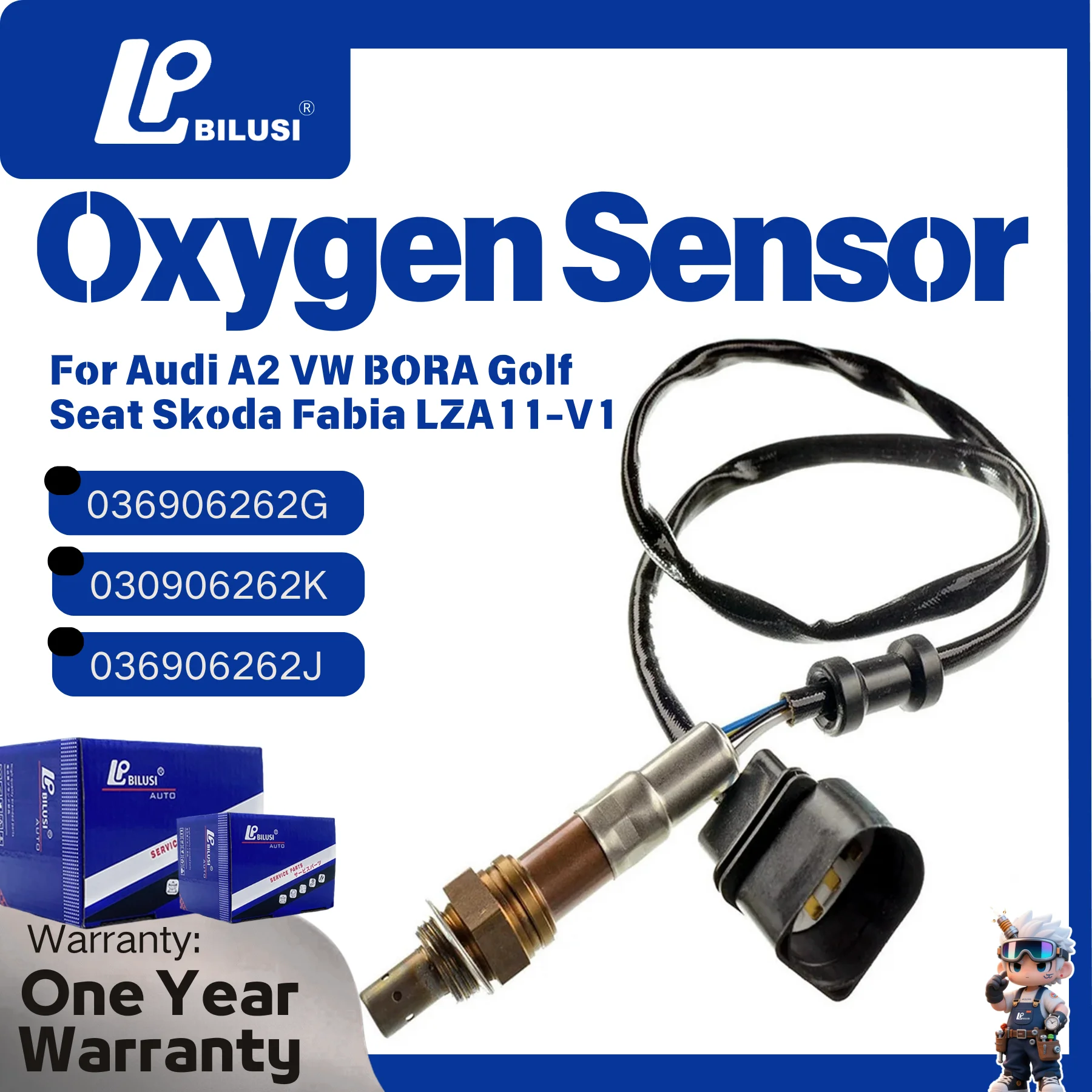 

BILUSI 036906262G Front Probe O2 Oxygen Sensor for Audi A2 VW BORA Golf Seat Skoda Fabia LZA11-V1 NO# 030906262K 036906262J