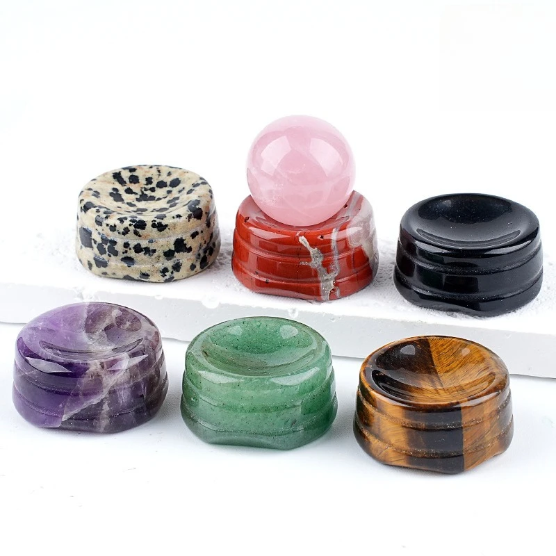 6pcs/lot Wholesale Natural Stone Crystal Bead Round Egg Ball Base Crafts Display Stand Desktop Ornaments Home Decorations