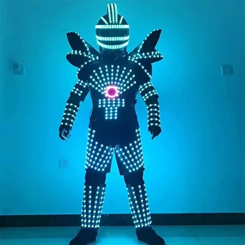 

LED Robot Costume Light Up Clothing Helmet Luminous Jacket Clothes RGB Luminous Armor Nightclub Bar Light Show Dance LED Clothes