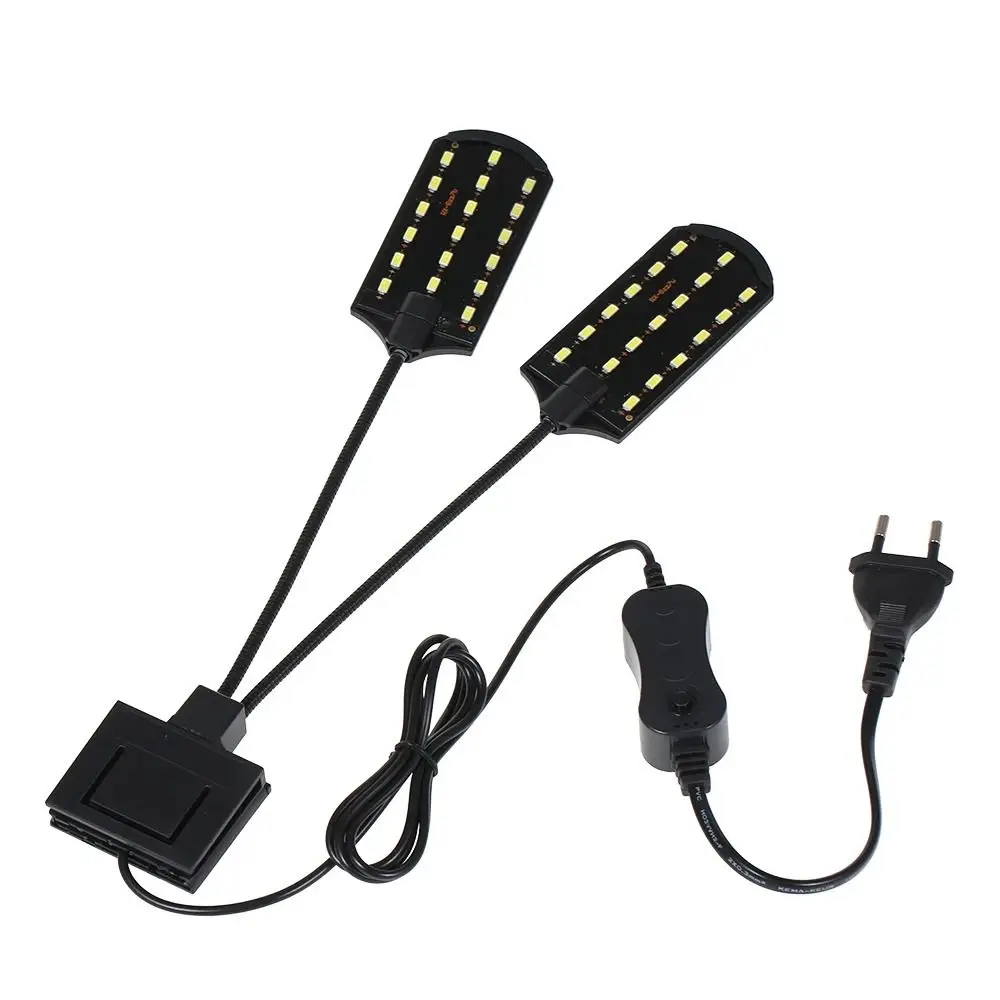 

Double Head Clip on Aquarium Light Flexible Bendable Waterproof Fish Tank Clip Lamp White Light Practical LED Aquarium Light
