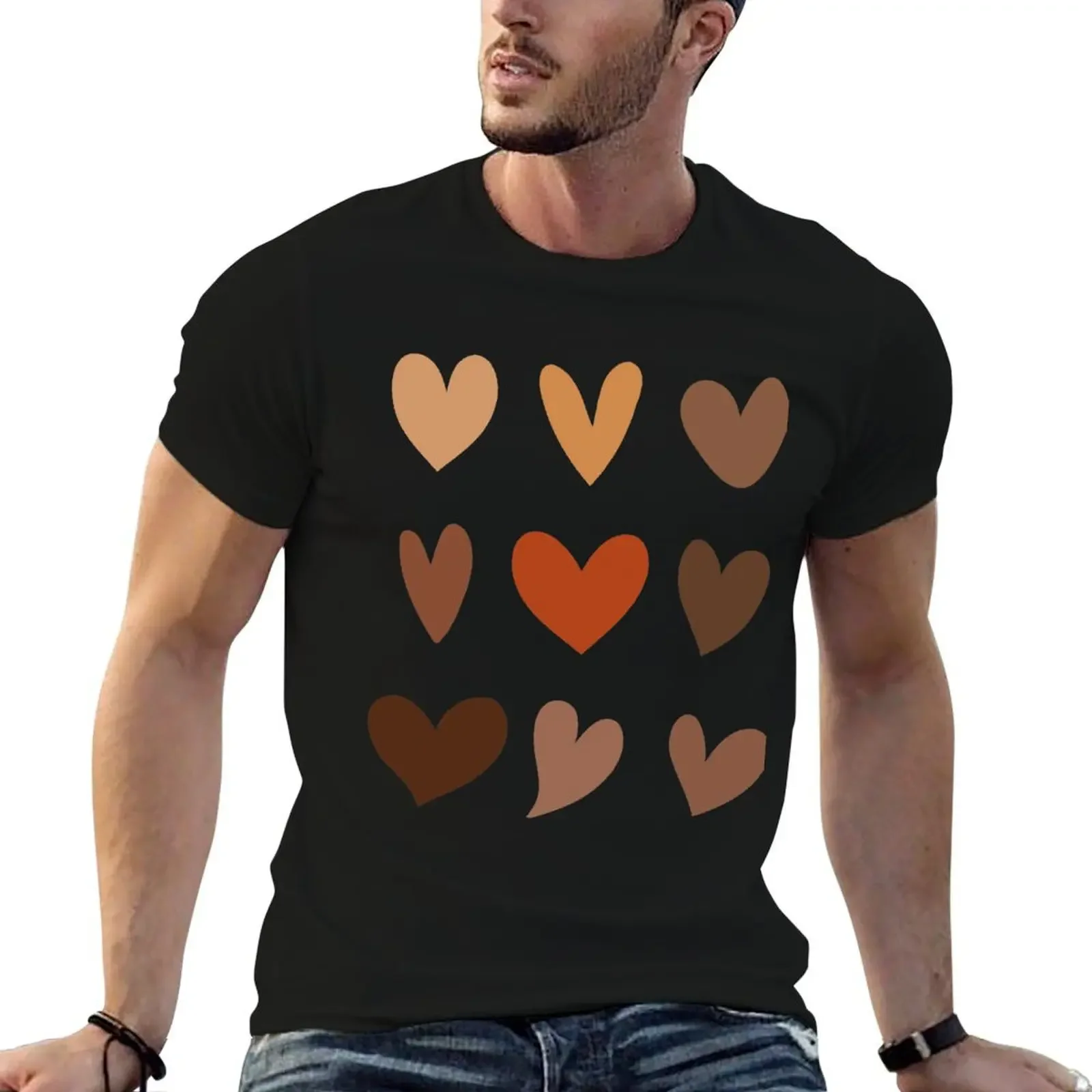 

Skin Tone Hearts, Black History Month, No Skin Tone, Melanin T-Shirt oversized vintage graphic tee black t shirts for men