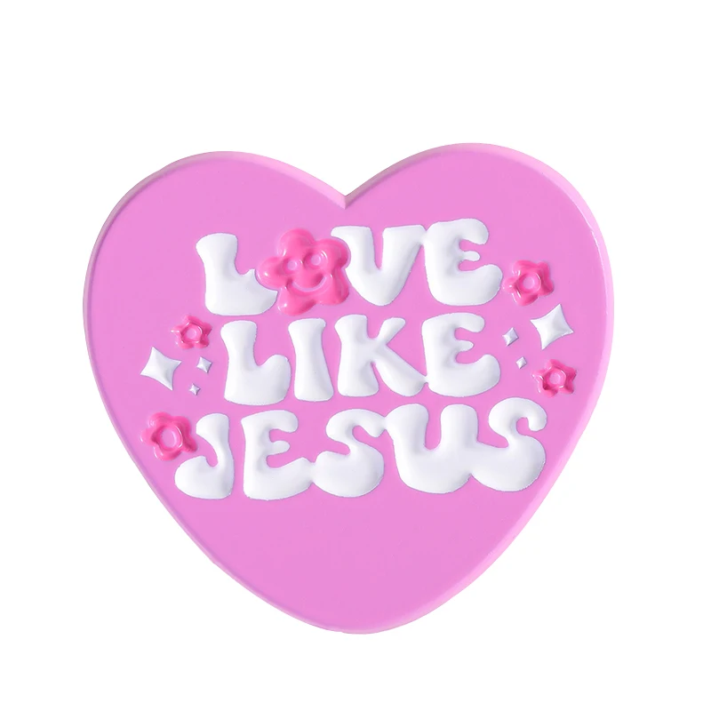 Love Like Jesus Enamel Pins Fashion Pink Heart Shape Christian Faith Brooches Clothes Lapel Badges Jewelry Gift for Friends