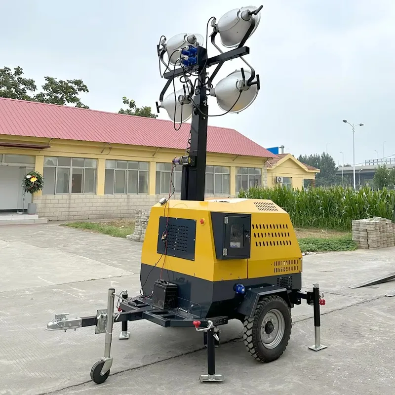 9m Mast 4x400W Towable Mobile Light Tower with 7.5kw Diesel Generator
