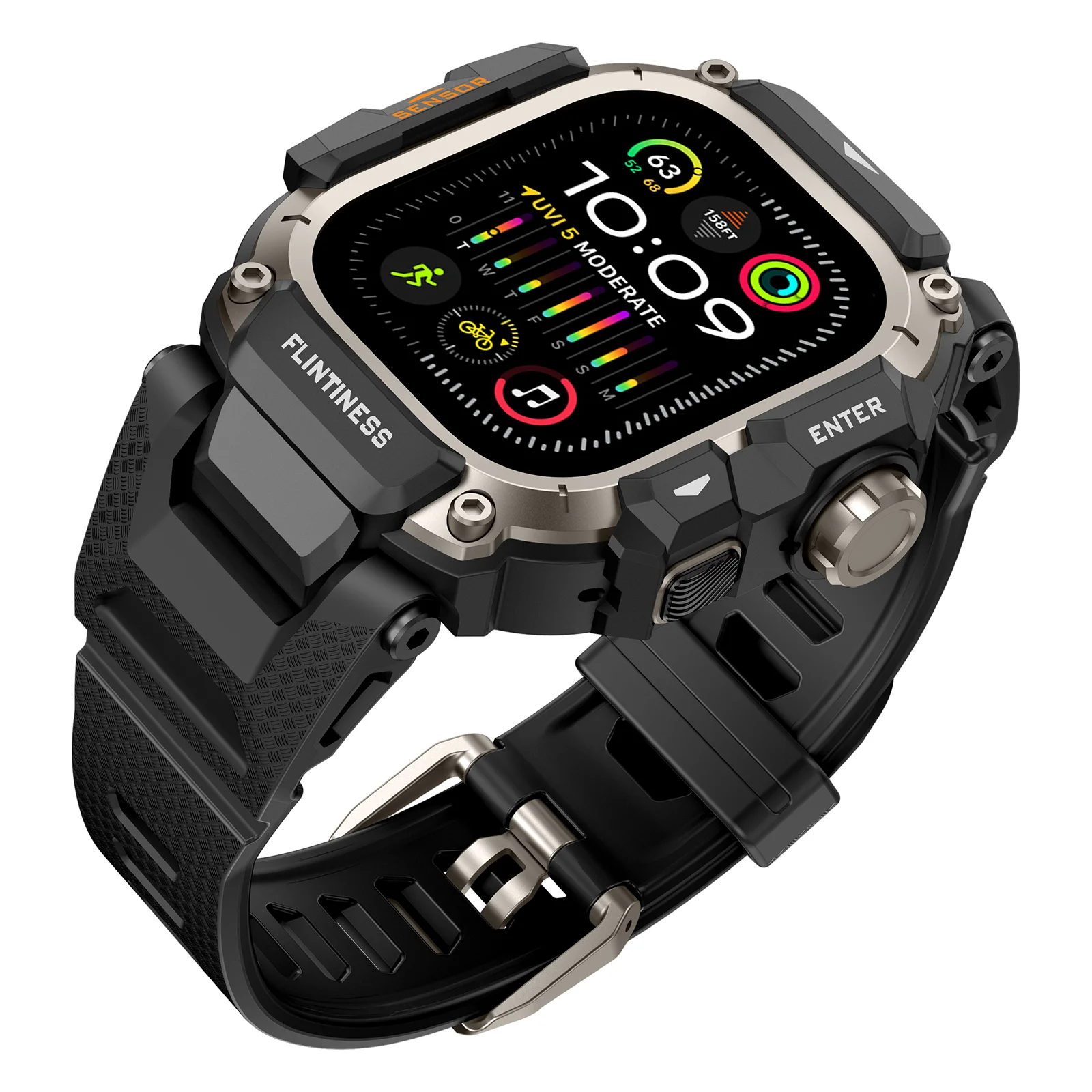 Taktisches Armband für Apple Watch Ultra 4/3/2 49 mm, Silikonarmband + Metall-Schutzhülle, Smartwatch-Zubehör, Armband für die iWatch-Serie. – Detail 5