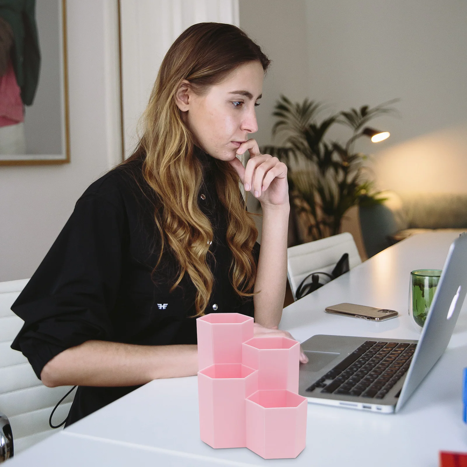 

1Pcs Hexagonal Pen Holder Multipurpose Desktop Storage Box Pencil Makeup Organizer Office Supplies Stationery Container