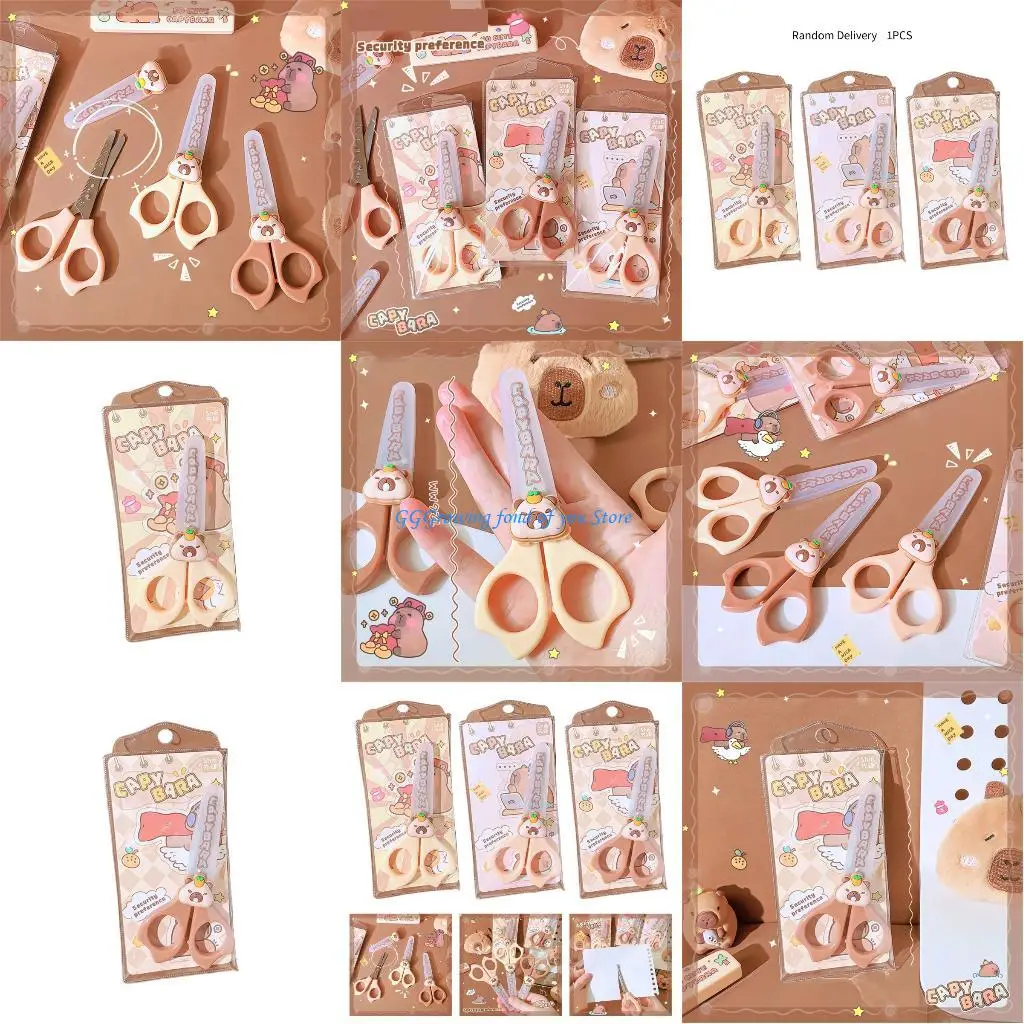 Tesoura segurança infantil H9EB com escala para projeto artesanato arte escolar scrapbooking