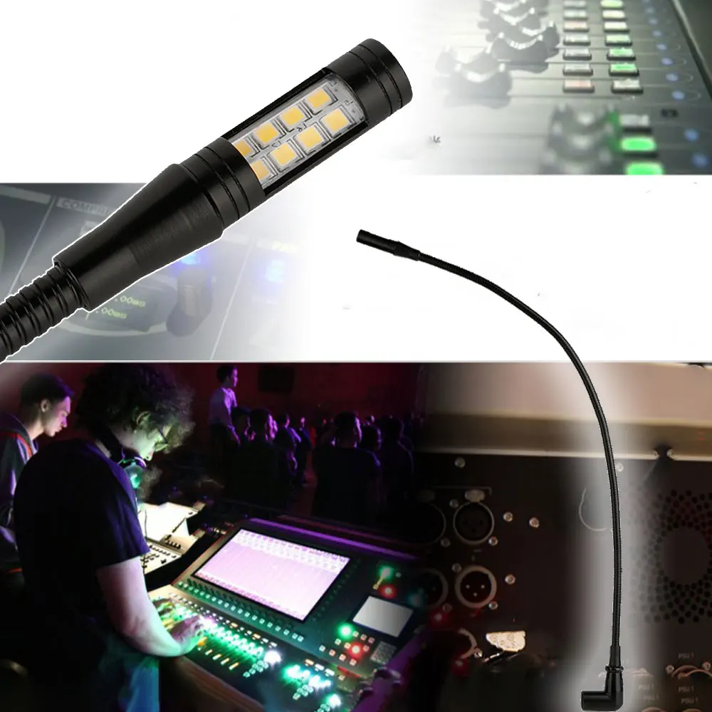 Flexible Gooseneck LED DJ Light 12V 4W with Right Angle 3pin XLR Connector for Audio Mixer DMX Controller Studio Lighting System