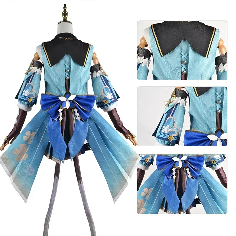 Game Kirara Cosplay Genshin Impact Cosplay Costume Cat Women Combat Uniform Kirara Wig Tails Halloween Women Cosplay Costume