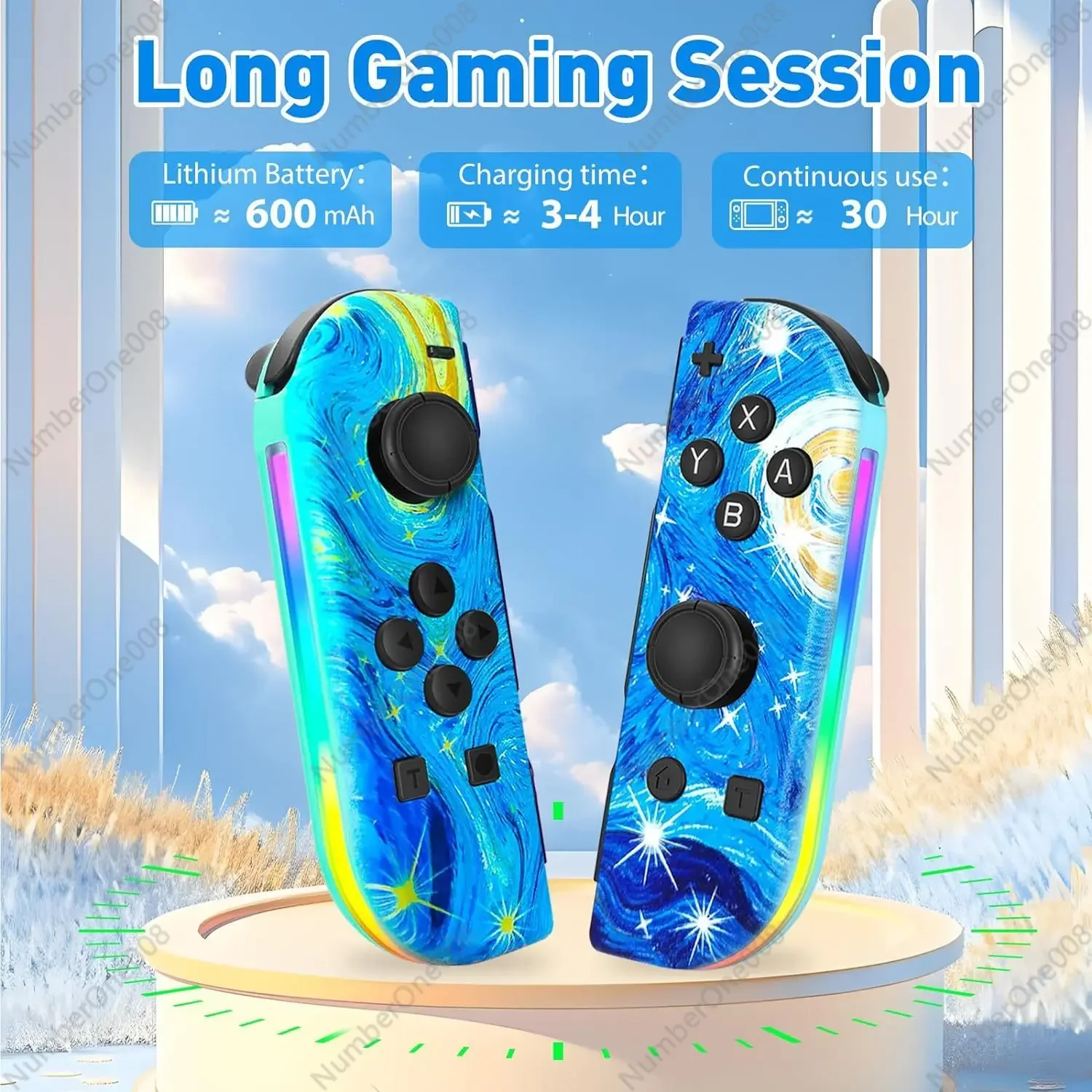 Switchjoycon Left and Right Gamepad with RGB Light Wake-up Vibration Glare Somatosensory Bluetooth Gamepad