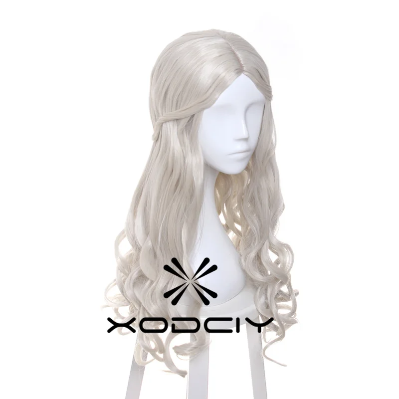 

The White Queen Mirana Wigs Light Golden Long Curly Styled Synthetic Cosplay Wigs Heat Resistant