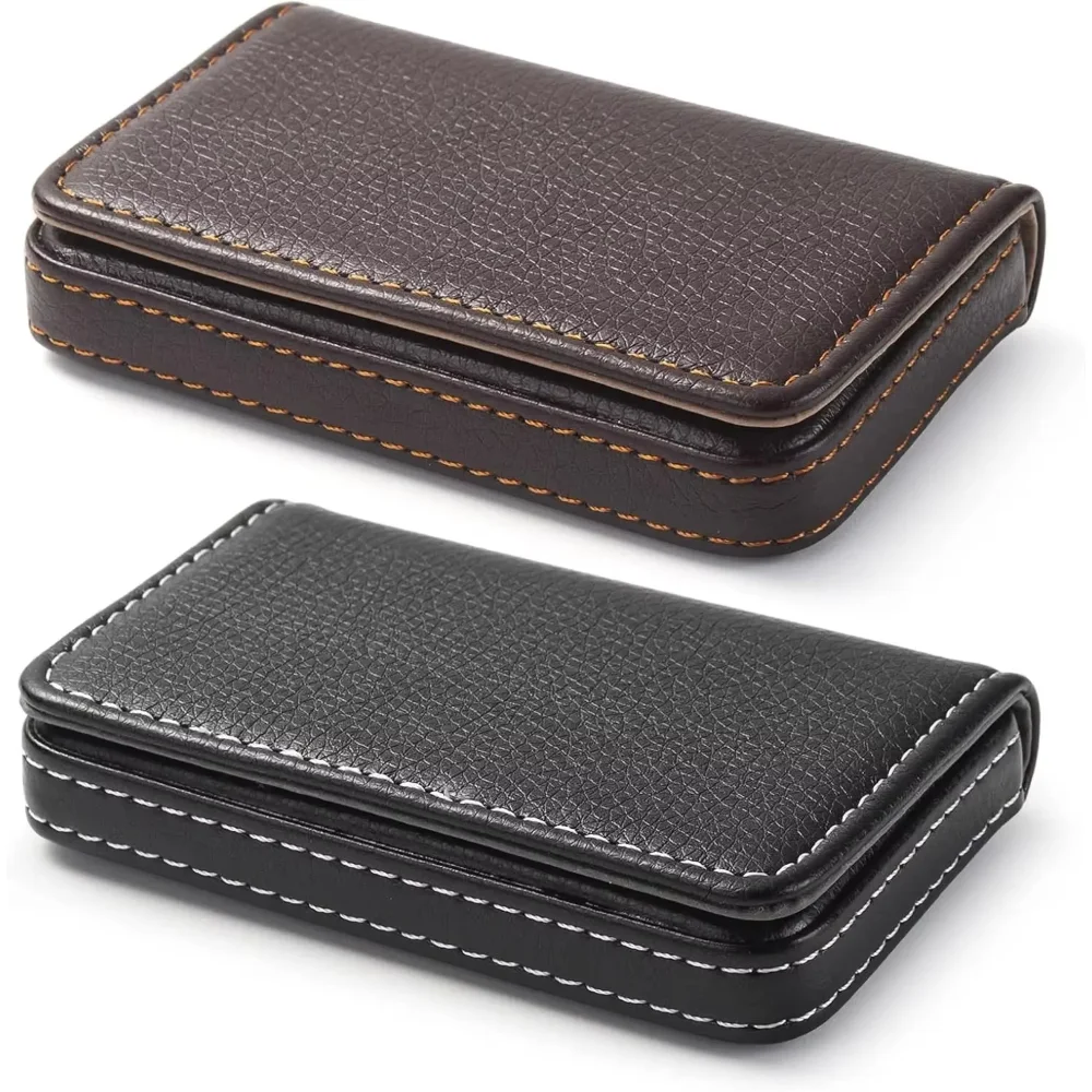 1pc PU Leather Business Card Holder With Magnetic Buckle Slim Pocket Name Card Holder Large Capacity Portable Credit Card Case view 4