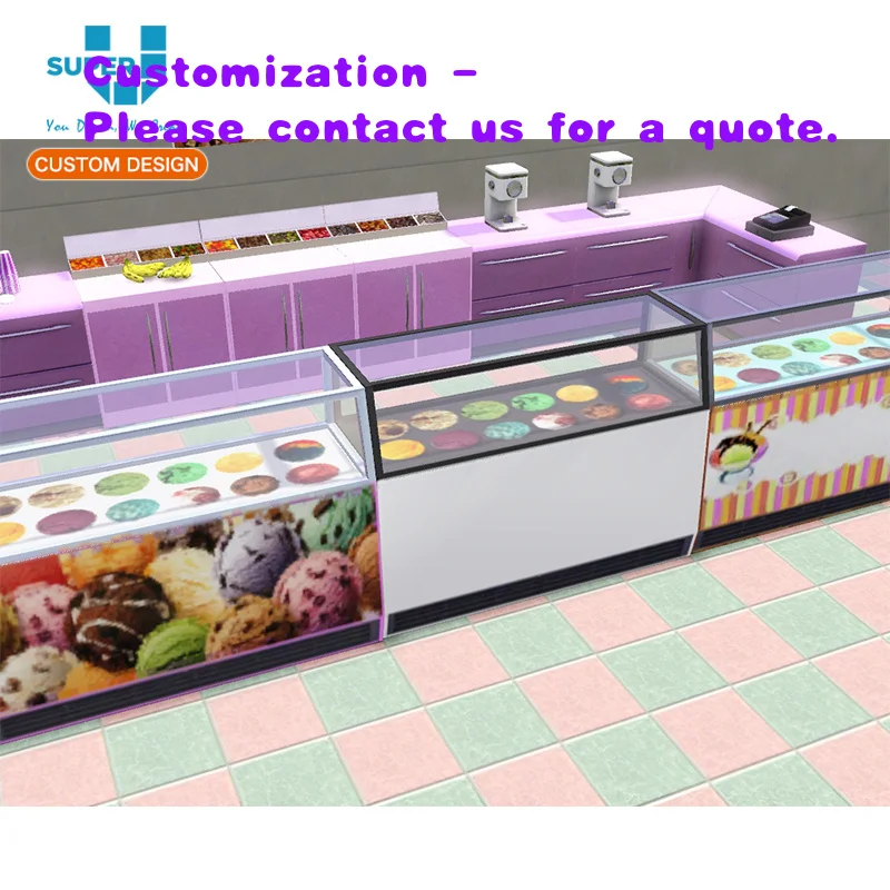 custom.Commercial Shopping Mall Snack Kiosk Counter Bar Fashion Custom Yogurt Shop Counter Design
