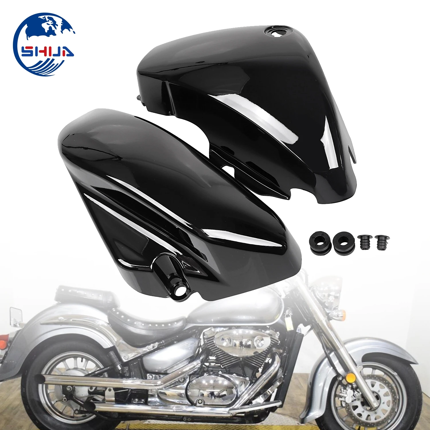 Black Motorcycle Left & Right Battery Side Covers Fairing For Suzuki Boulevard C50 C50T C50B C50C Intruder Volusia 800 VL800