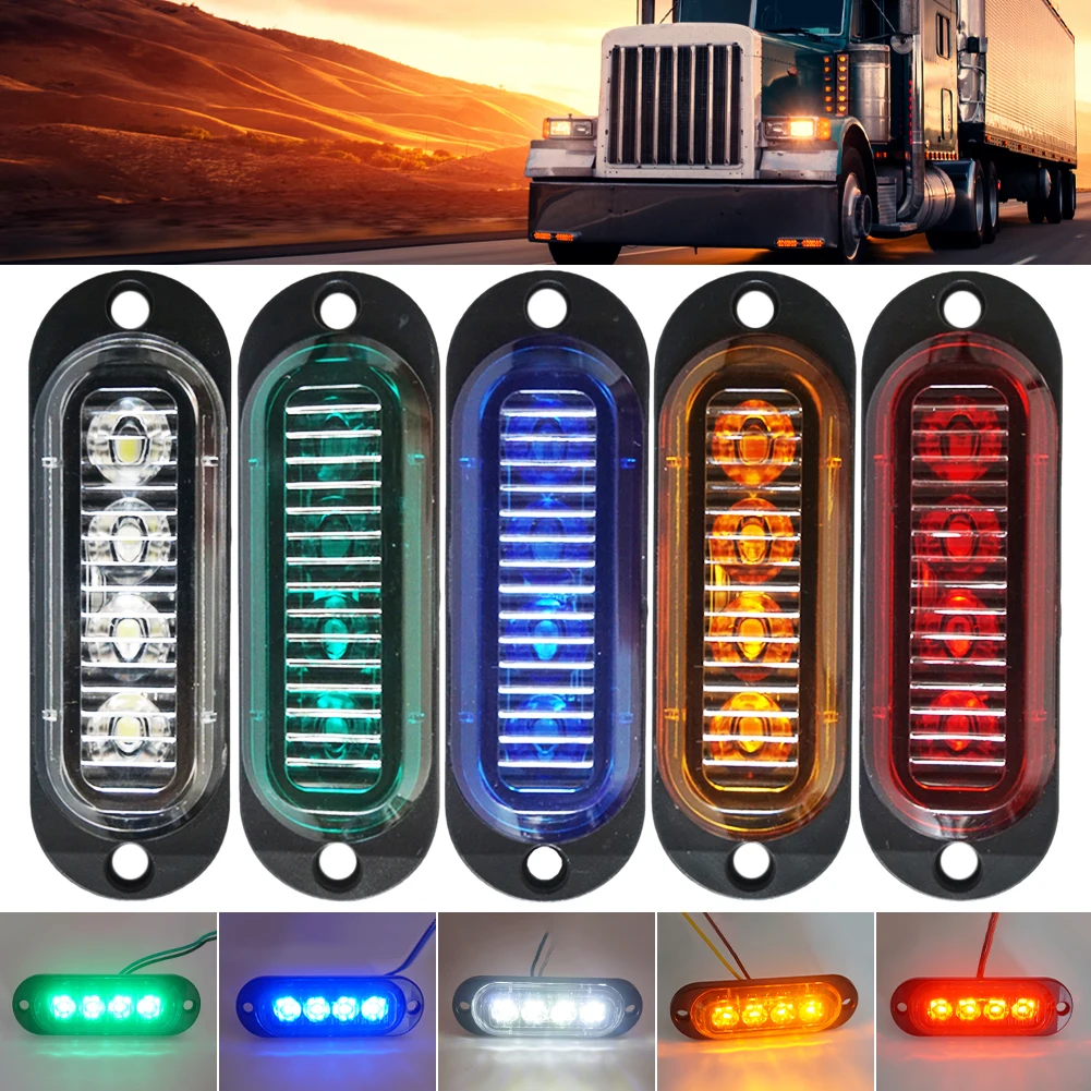 

10PCS 4LED Car LED Trailer Side Marker Light 12V-24V Indicator Light 90LM Warning Lamp Rear Light Waterproof Auto Accessories