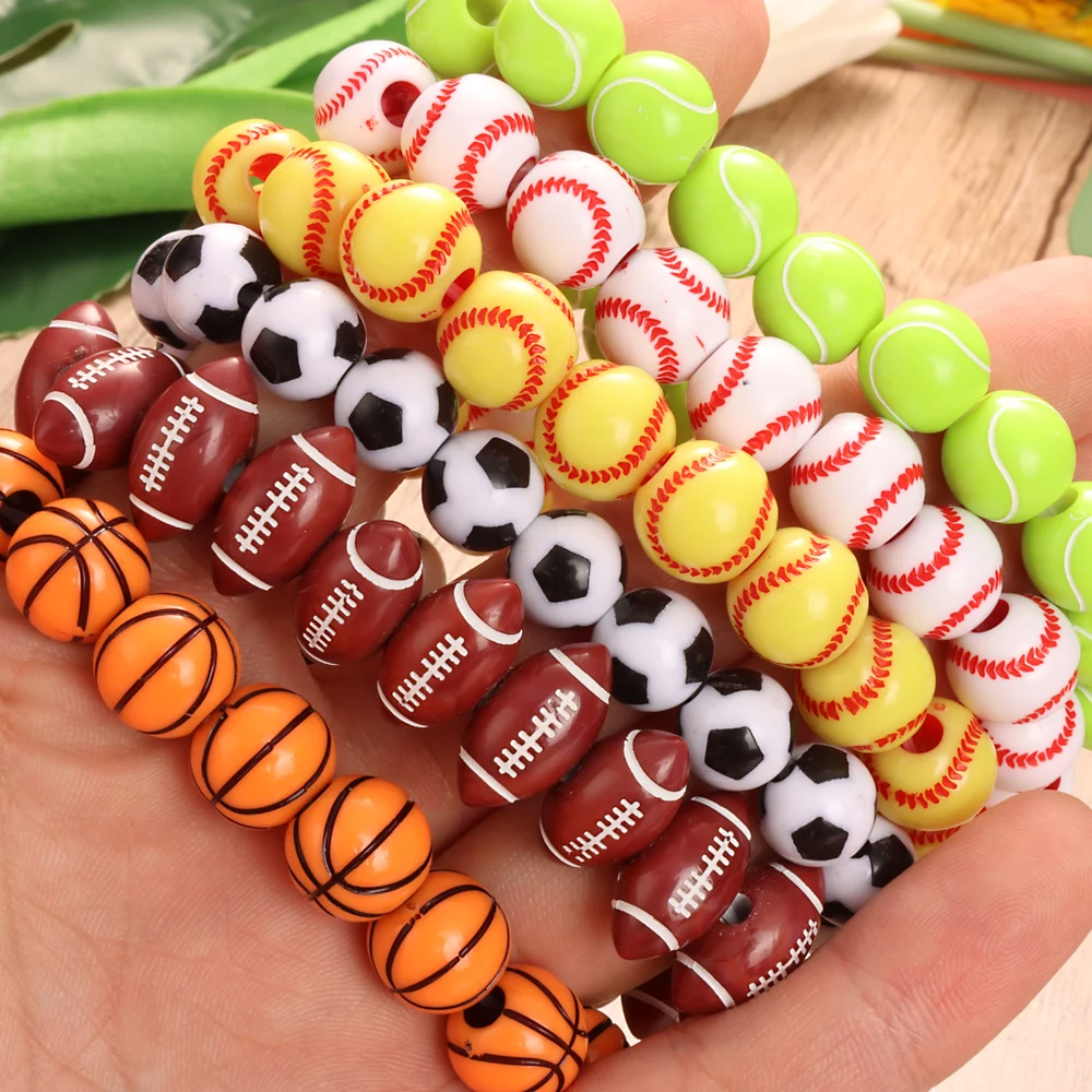 USA Football Baseball Basketball Tennis Strand Bracelet 18mm Snap Button Acrylic Bangle Fashion Charm Jewelry For Women Men Gift