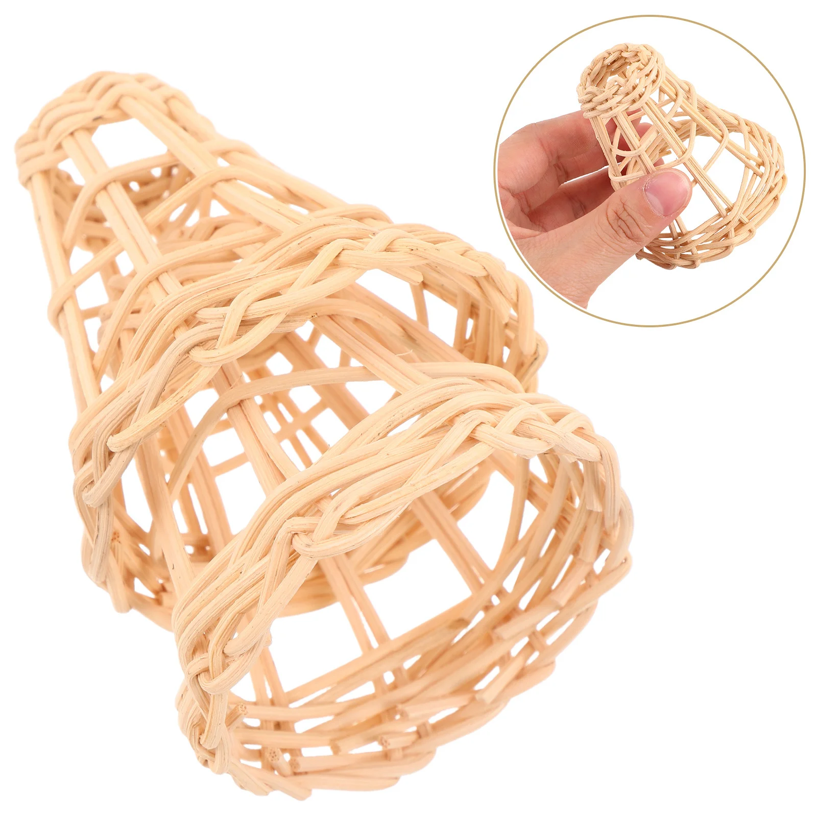 

2Pcs Mini Rattan Woven Lampshades Handcrafted Small Pendant Lamp Covers for Chandeliers Table Lamps Rustic Boho Lighting