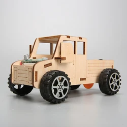 Modèle de voiture électrique à commande vocale en bois pour enfants, jouet scientifique, technologie, kit de physique de bricolage, jouets d'apprentissage pour enfants