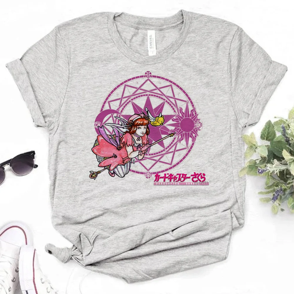 Sakura Card Captor top women designer summer Y2K t shirt female 2000s designer manga clothing