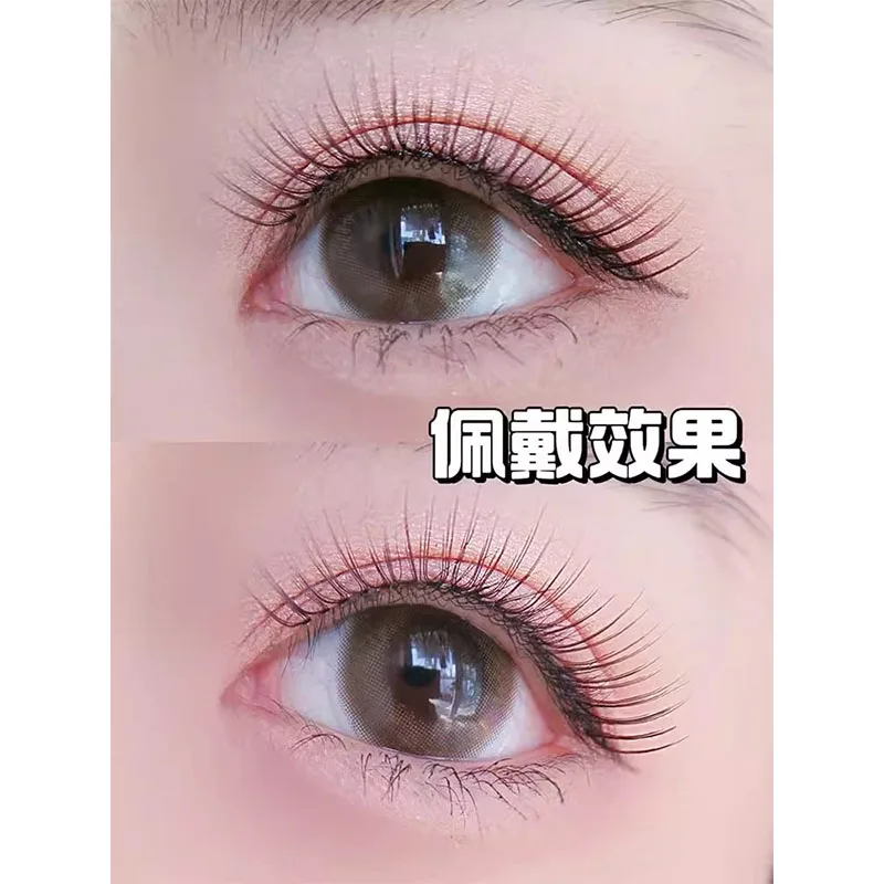 5 Pairs Japanese Korean Dark Brown False Eyelashes Nude Makeup Transparent Stem Natural Thick Eyelashes Extended Reusable 613