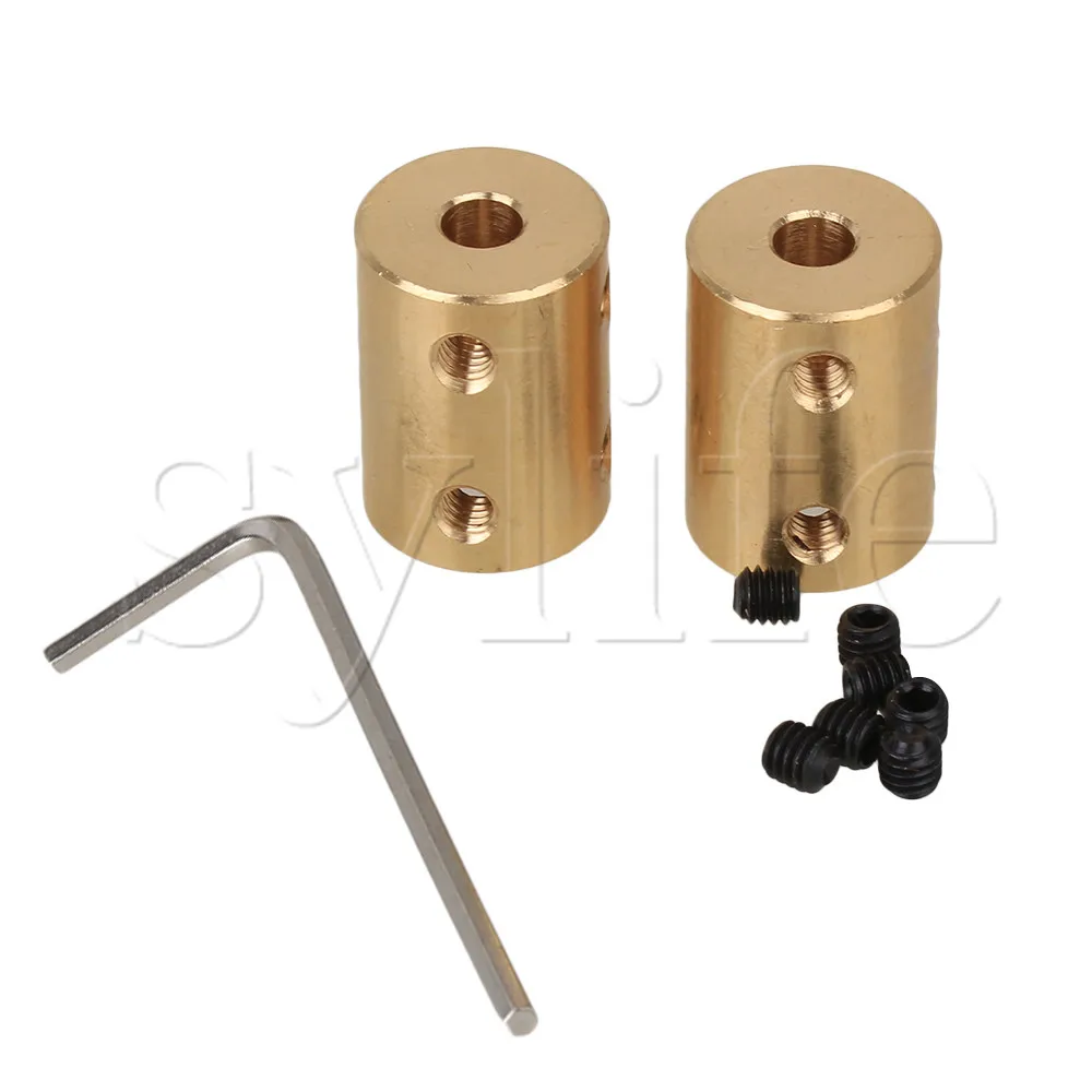2pcs 6 x 6mm Brass Coupling Rigid Shaft Coupling Motor Accessories Golden Tone