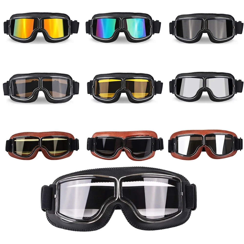 

Universal Vintage Goggles Motorcycle Leather Goggles Glasses Cruiser Folding Goggles For Motorcycle Motocross racing Glasses