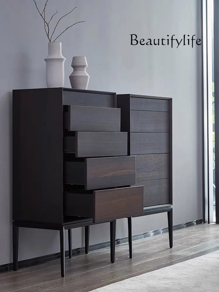 Modern Minimalist Smoky Bedroom Side Cabinet Sofa Corner Small Space Storage Cabinet High Leg Corner Cabinet