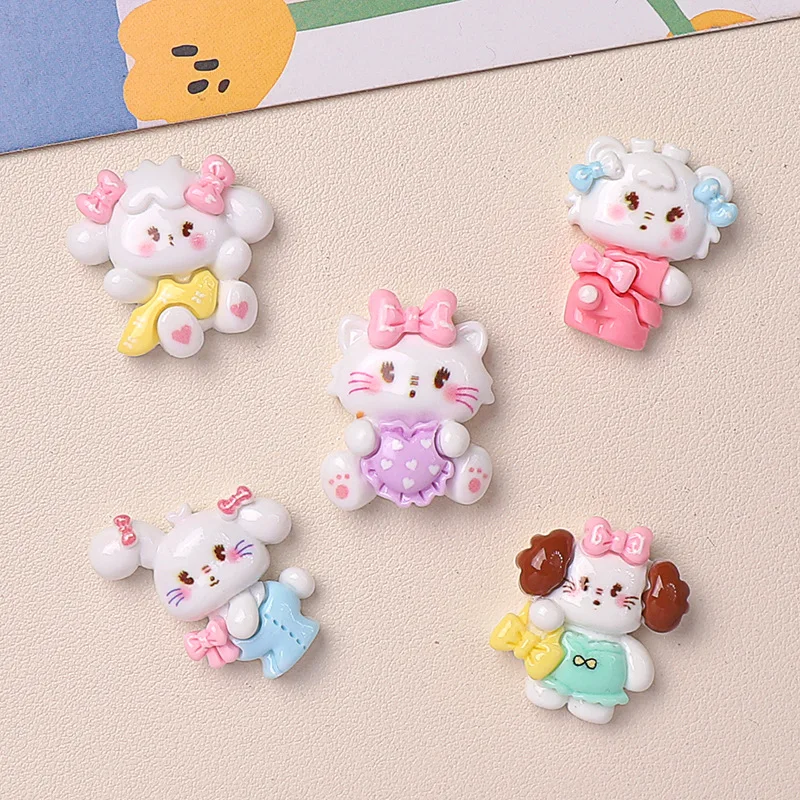 100pcs Kawaii Cartoon Cute Animal Resin Flatback Cabochon DIY Scrapbooking Crafts Making Headgear Accessories