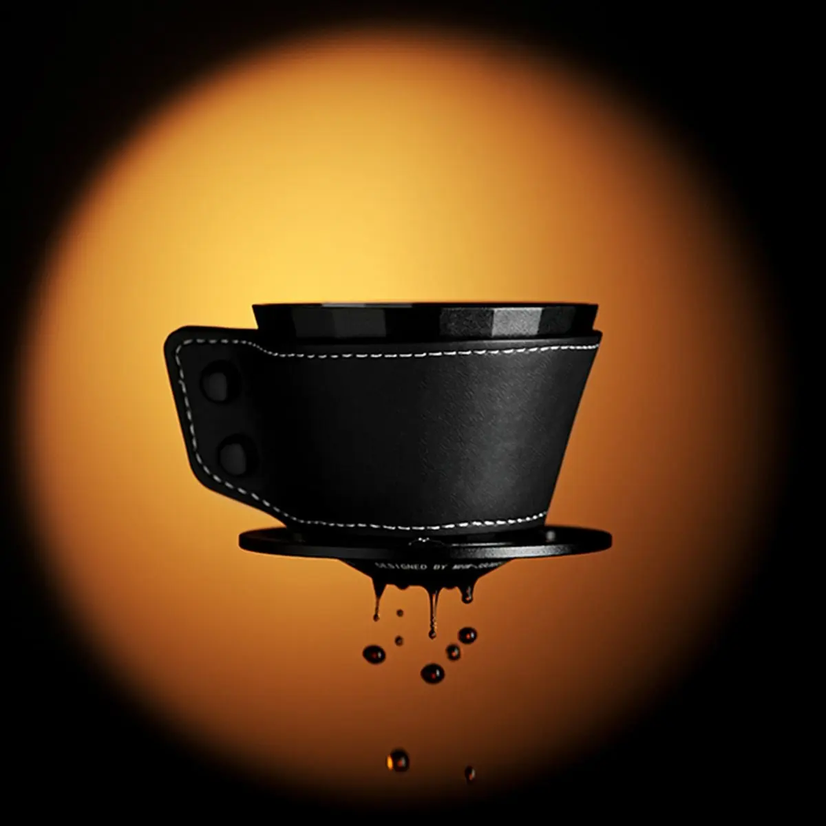 Meteorite Dripper Aluminum Pour over Coffee Maker Coffee Dripper for 1-2 Cups Leather Cover Fit Cake Filter Paper