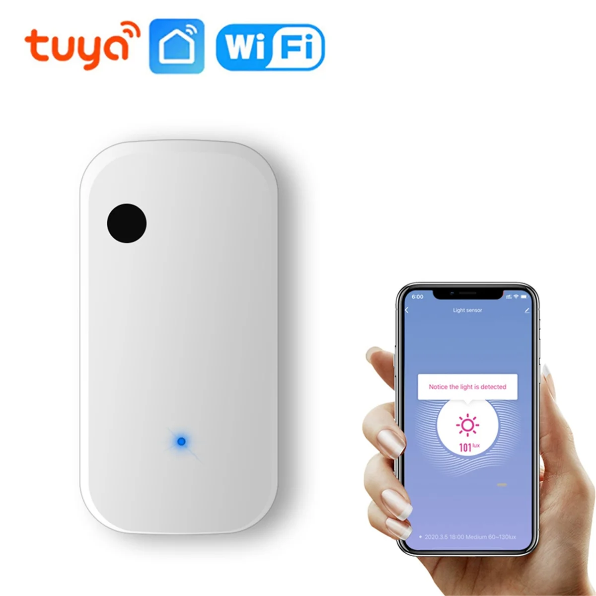 AA91 Tuya WiFi Light Sensor Smart Home Illumination Sensor APP Linkage Control Brightness Detector Illumination Automation